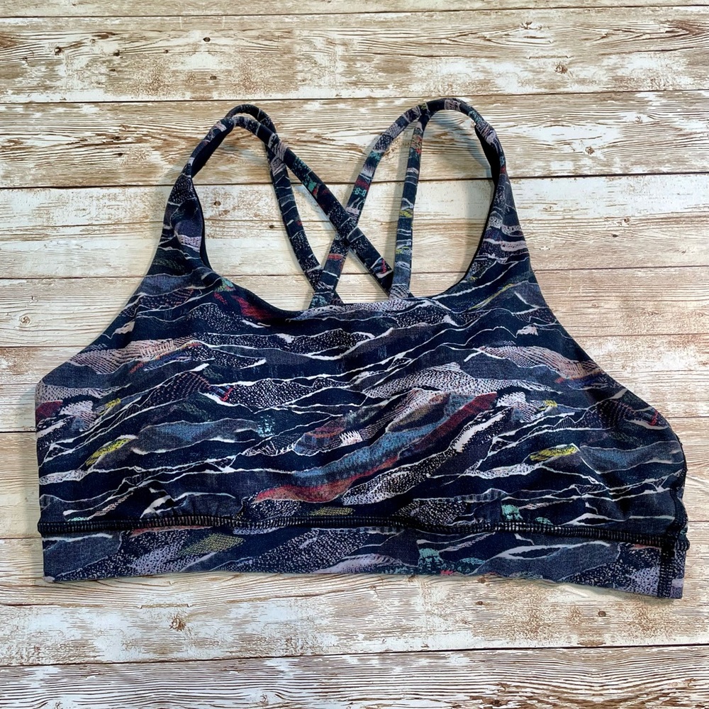 lululemon Energy Bra Mini Sweatr Multi Strappy size 8